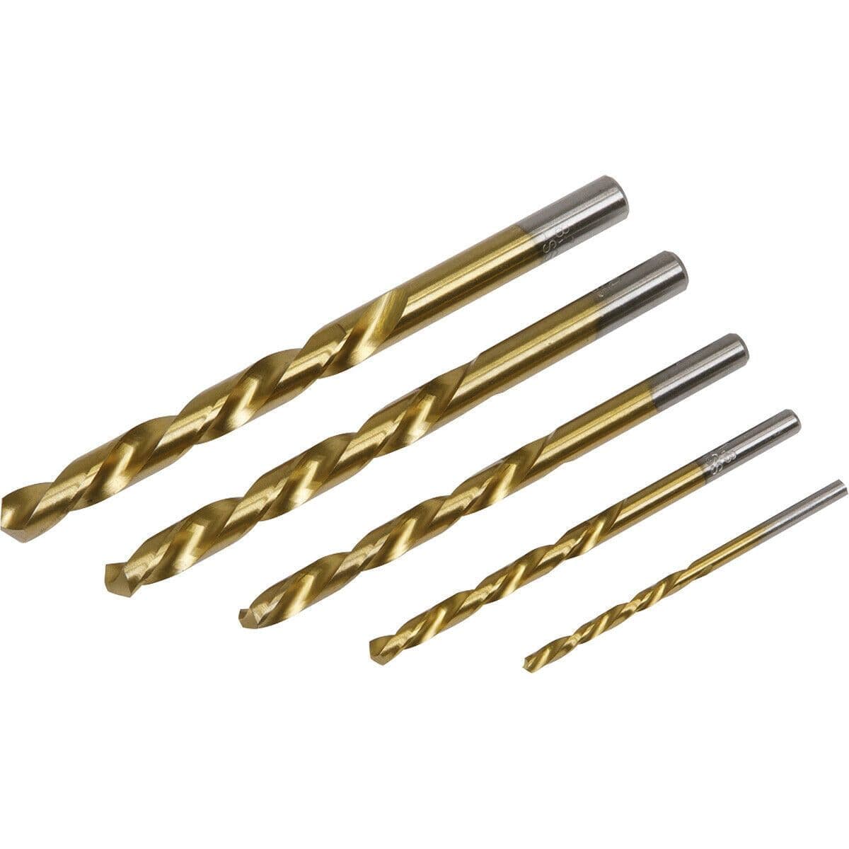5 Piece Left Hand Spiral Drill Bit Set 3.2mm to 8.7mm 4121 HSS Steel