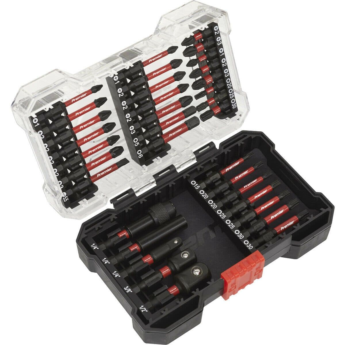 34 Piece Impact Grade Power Tool Bit Set S2 Steel Bits Plastic Storage Case