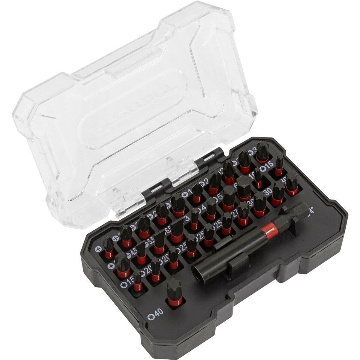 42 Piece Impact Grade Power Tool Bit Set S2 Steel Bits Plastic Storage Case