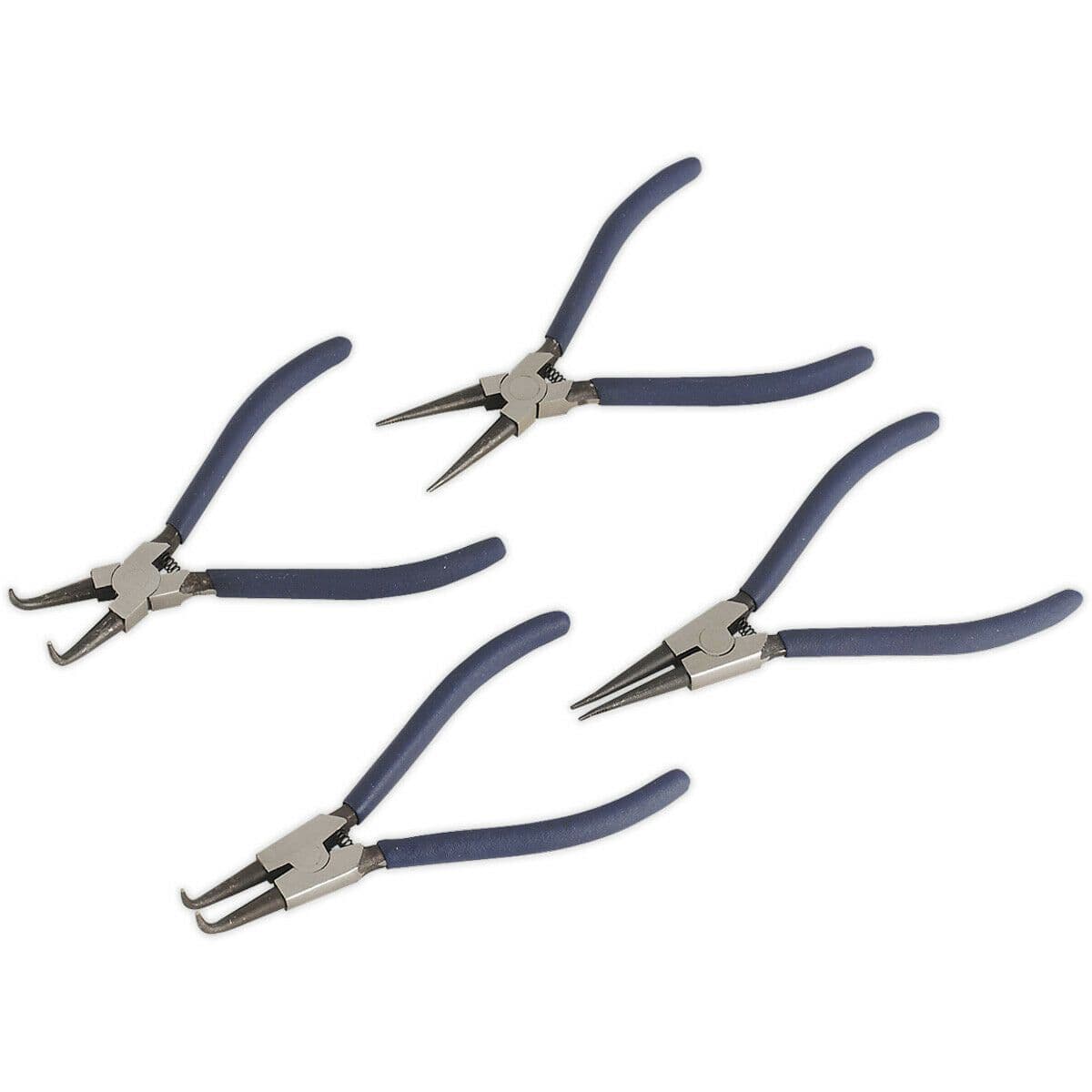 4 Piece Circlip Pliers Set Spring Loaded Jaws Hardened & Tempered Steel