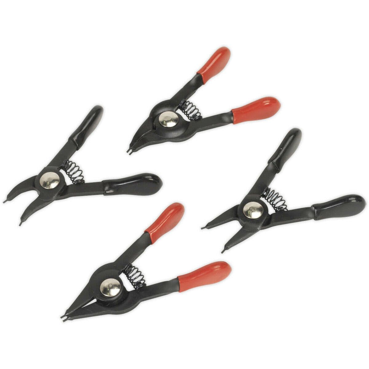 4 Piece Mini Circlip Pliers Set 10mm to 22mm Circlips Spring Loaded Action