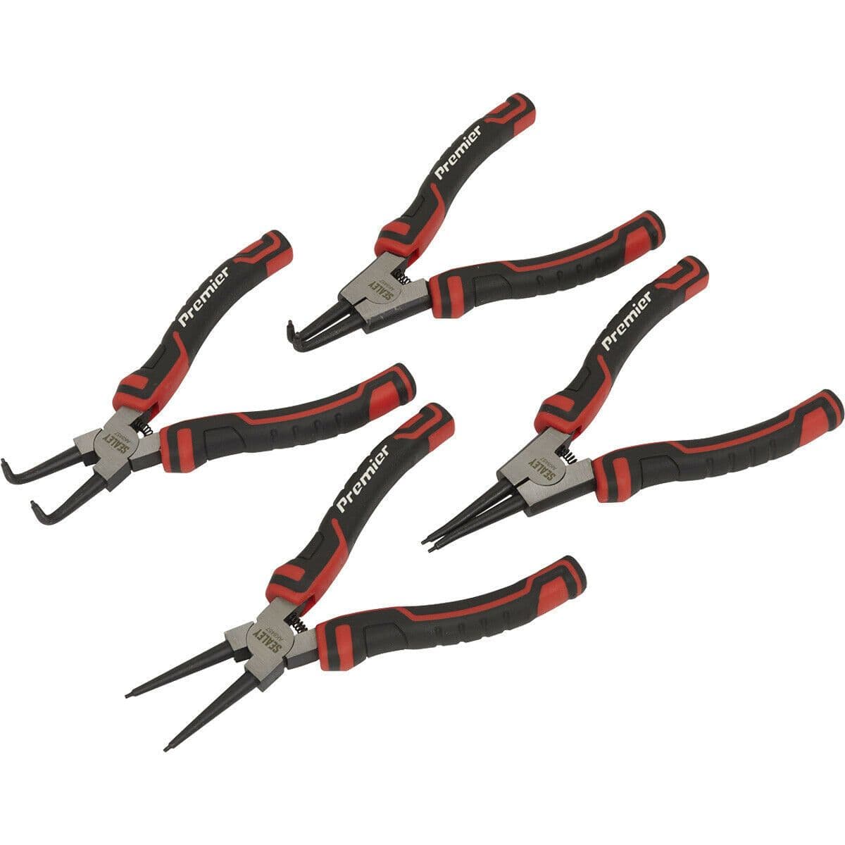 4 Piece 180mm Circlip Pliers Set Spring Loaded Jaws Forged Non Slip Tips
