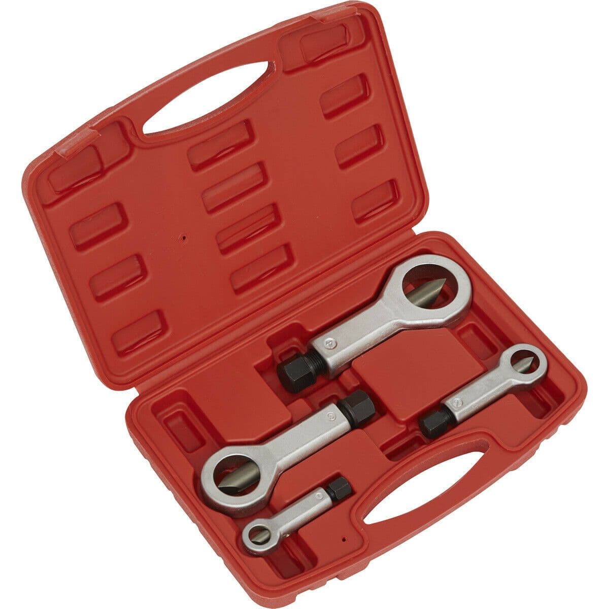 4 Piece Nut Splitter Set 9mm to 27mm Capacity Hardened Steel Blades Case