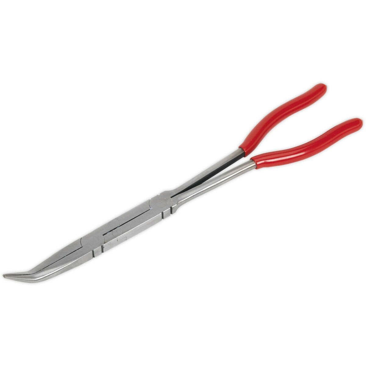 335mm Double Jointed Angled Nose Pliers Serrated Jaws Long Reach Design