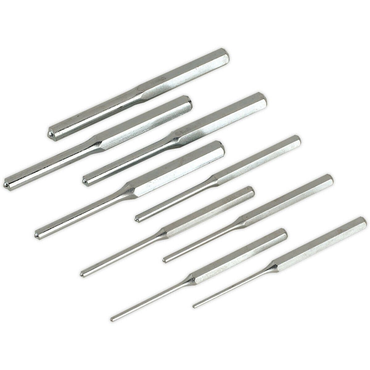 9 Pc Parallel Roll Pin Punch Set Hardened & Tempered Steel Punches Imperial