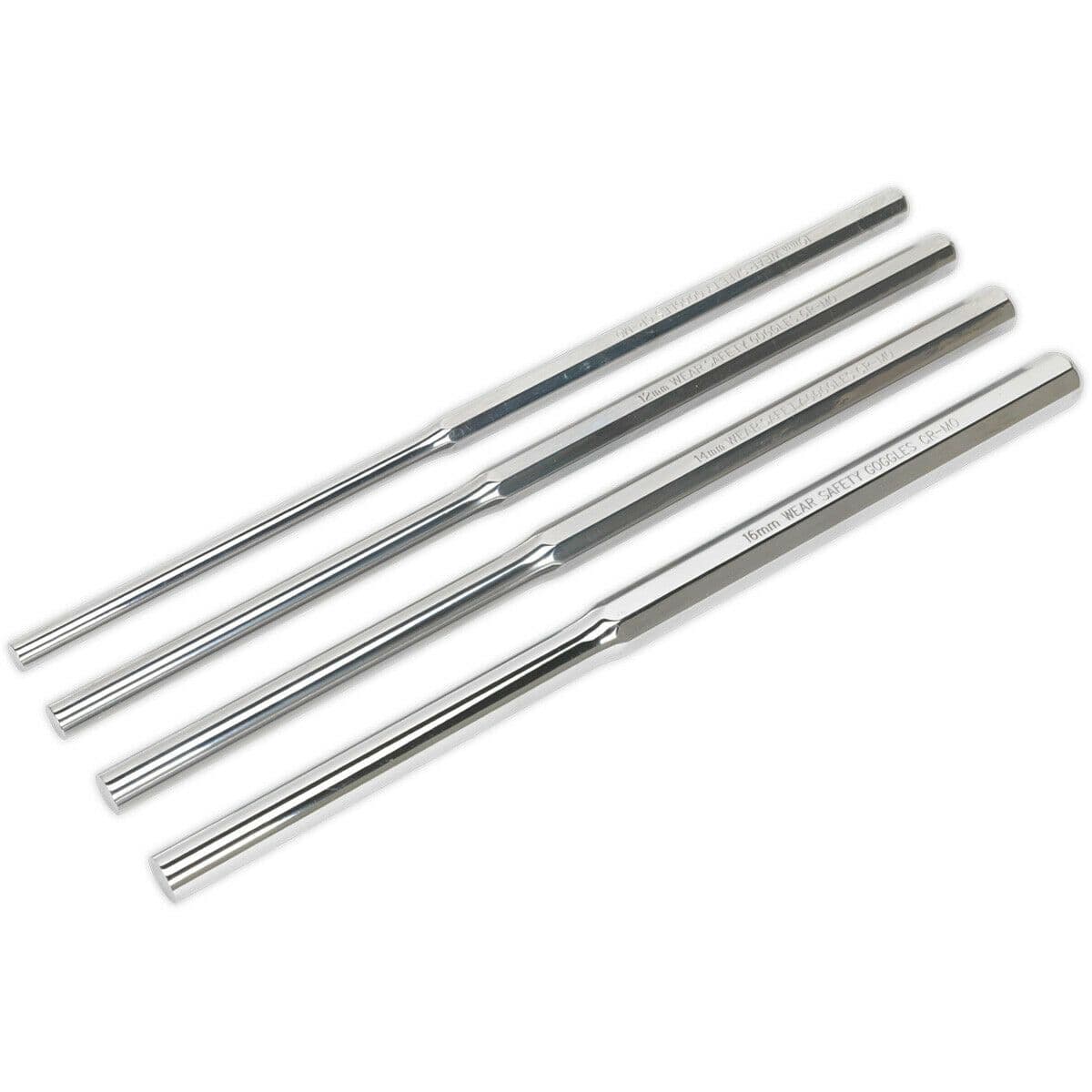 4 Piece 350mm Extra Long Parallel Pin Punch Set Hardened & Tempered Chromoly