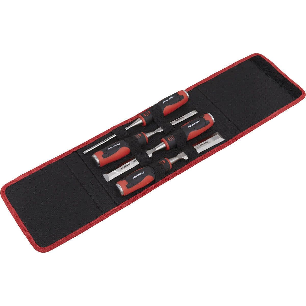 4 Piece Hammer Thru Wood Chisel Set Bevel Edged Blades Storage Pouch