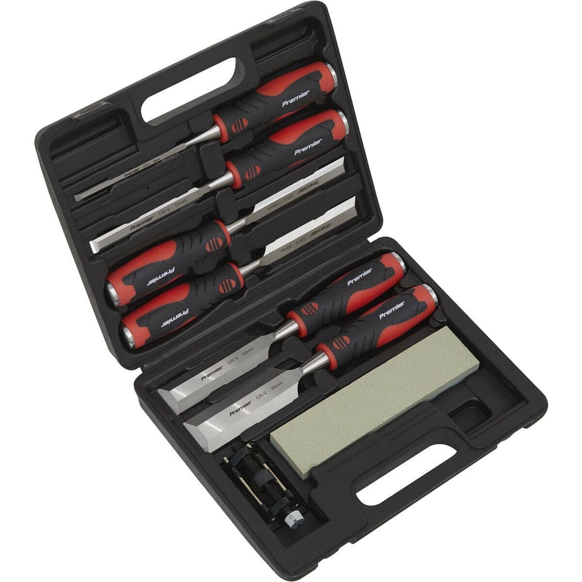 8 Piece Hammer Thru Wood Chisel Set Bevel Edged Blades Storage Case
