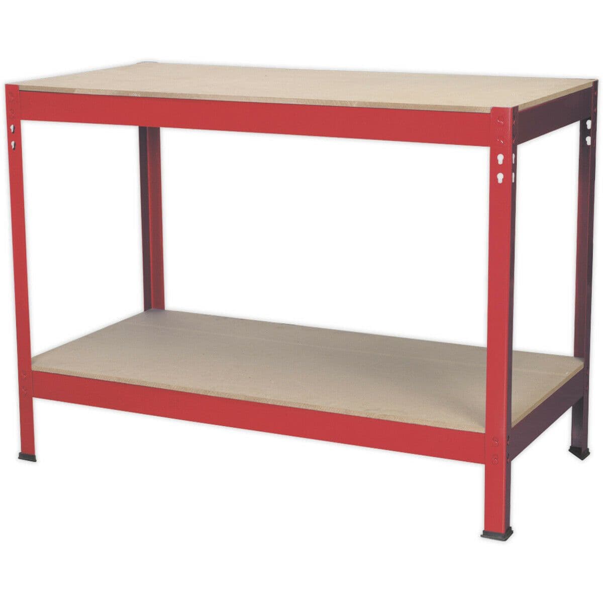 1.2m x 0.6m Workbench Heavy Duty Steel Frame & Wooden Work Top & Storage Shelf