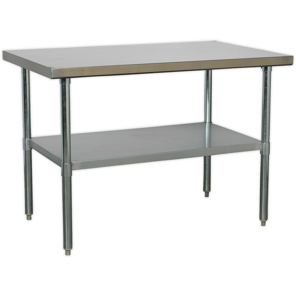 1.2m Stainless Steel Work Bench & Adjustable Storage Shelf Kitchen Station