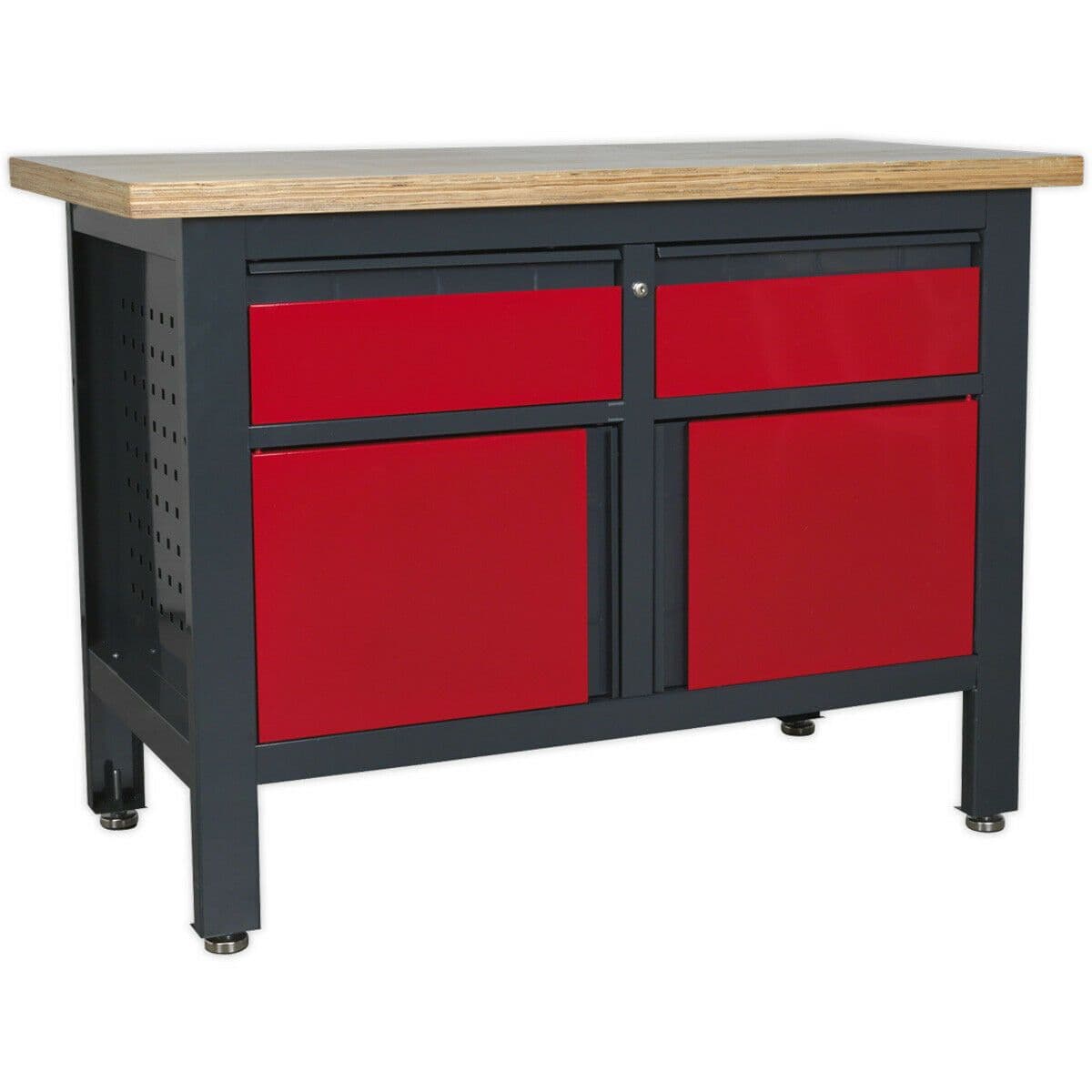 Central Locking Storage & Work Top Station 2x Draws & 2x Cupboard inc Pegboard