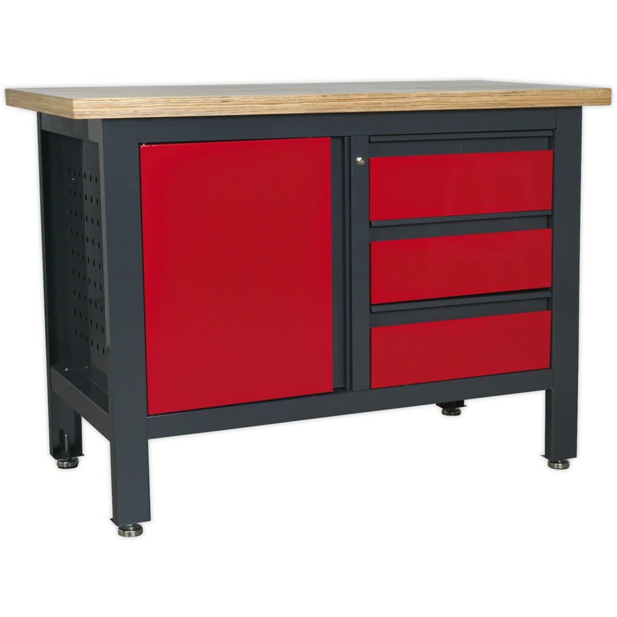 Central Locking Storage & Work Top Station 3x Draws & Cupboard Pegboard