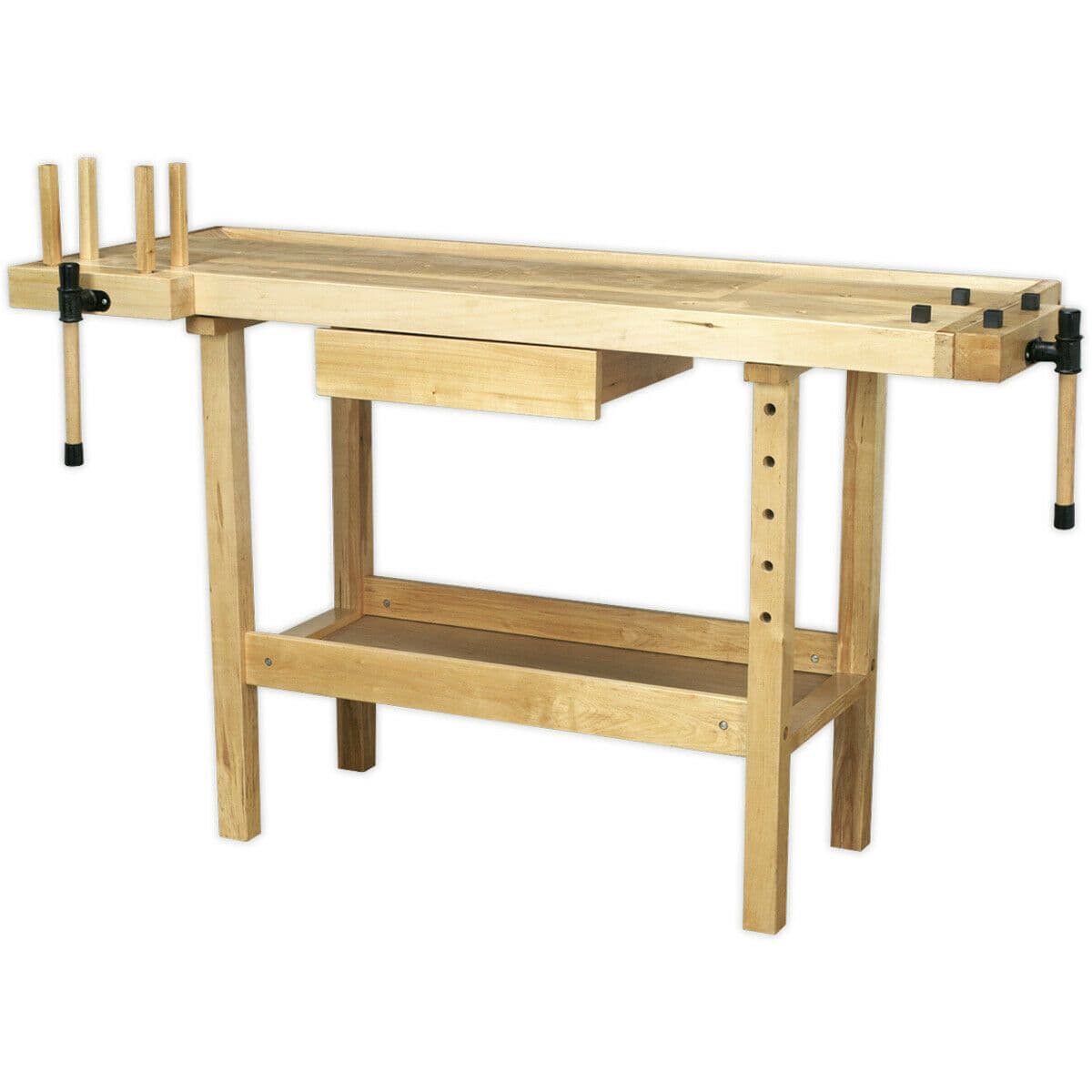 1.52m Woodworking Varnished Bench Tool Well & Draw 2 Built Vices