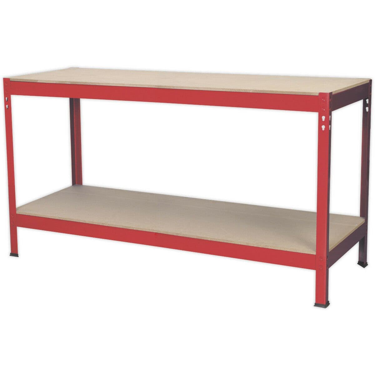 1.5m x 0.6m Workbench Wooden Top & Storage Shelf Steel Frame Work Station