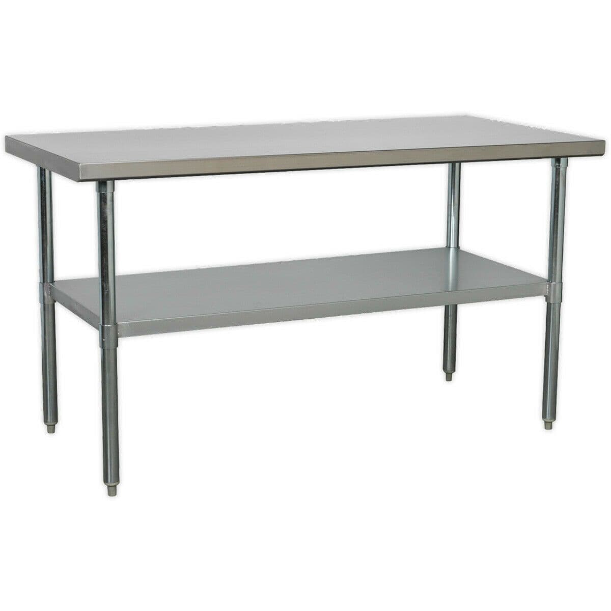 1.5m Stainless Steel Work Bench & Adjustable Storage Shelf Kitchen Station