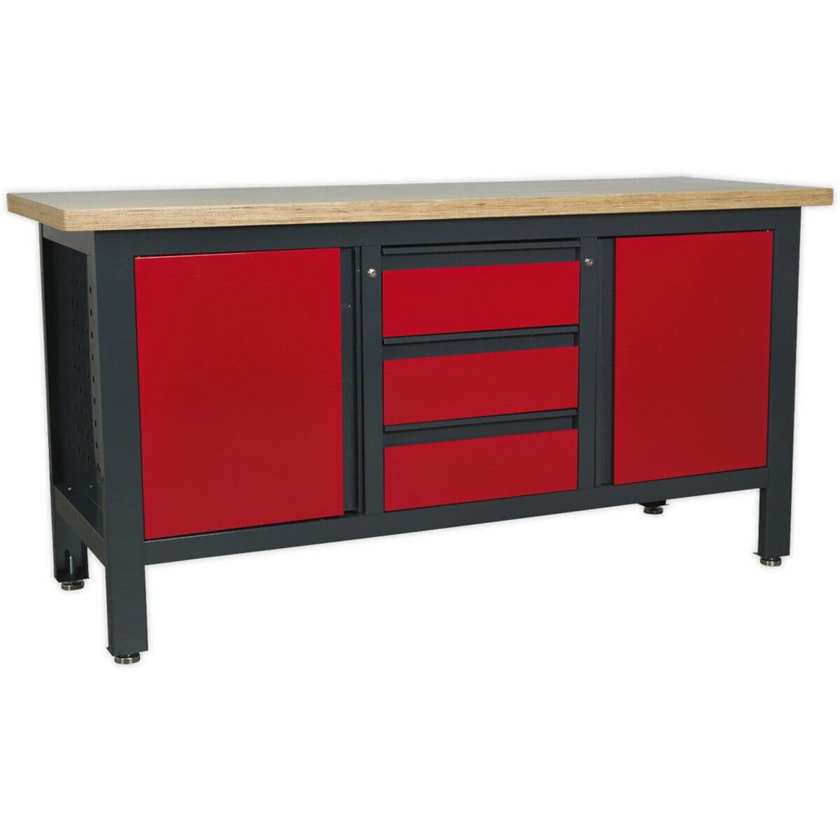 Fully Lockable Workstation 3 Draw & 2 Cupboard 40mm MDF Top Surface