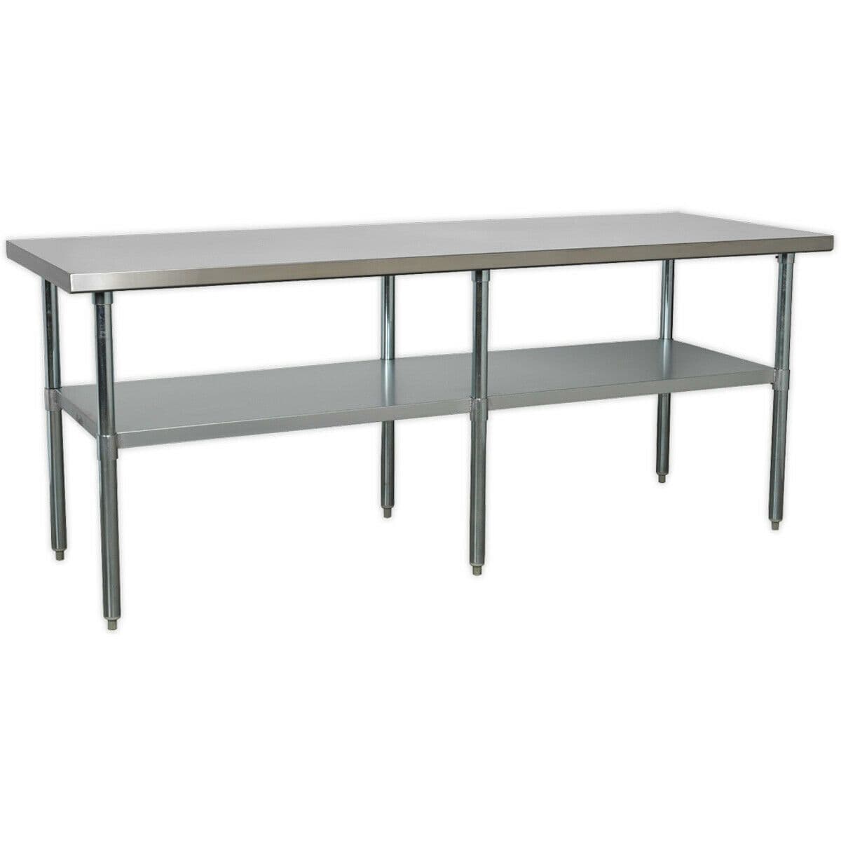 2.1m Stainless Steel Work Bench & Adjustable Storage Shelf Kitchen Station