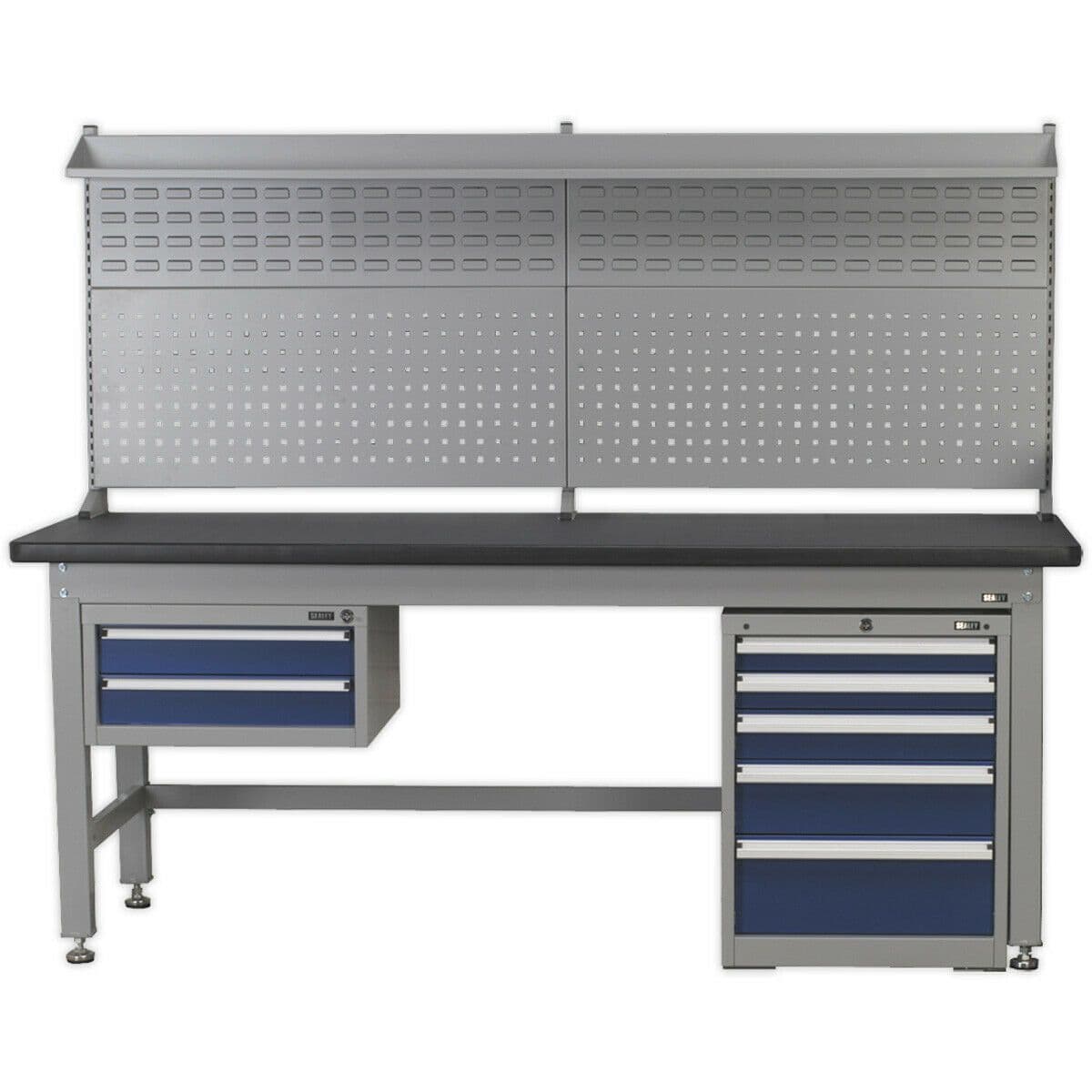 1.5m Complete Industrial Workstation & Cabinet Set Back Panel Drawers Storage