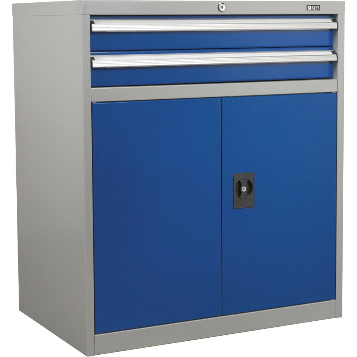 Industrial Double Locker Cabinet 900 x 450 x 1000mm 2 Drawers & 1 Shelf