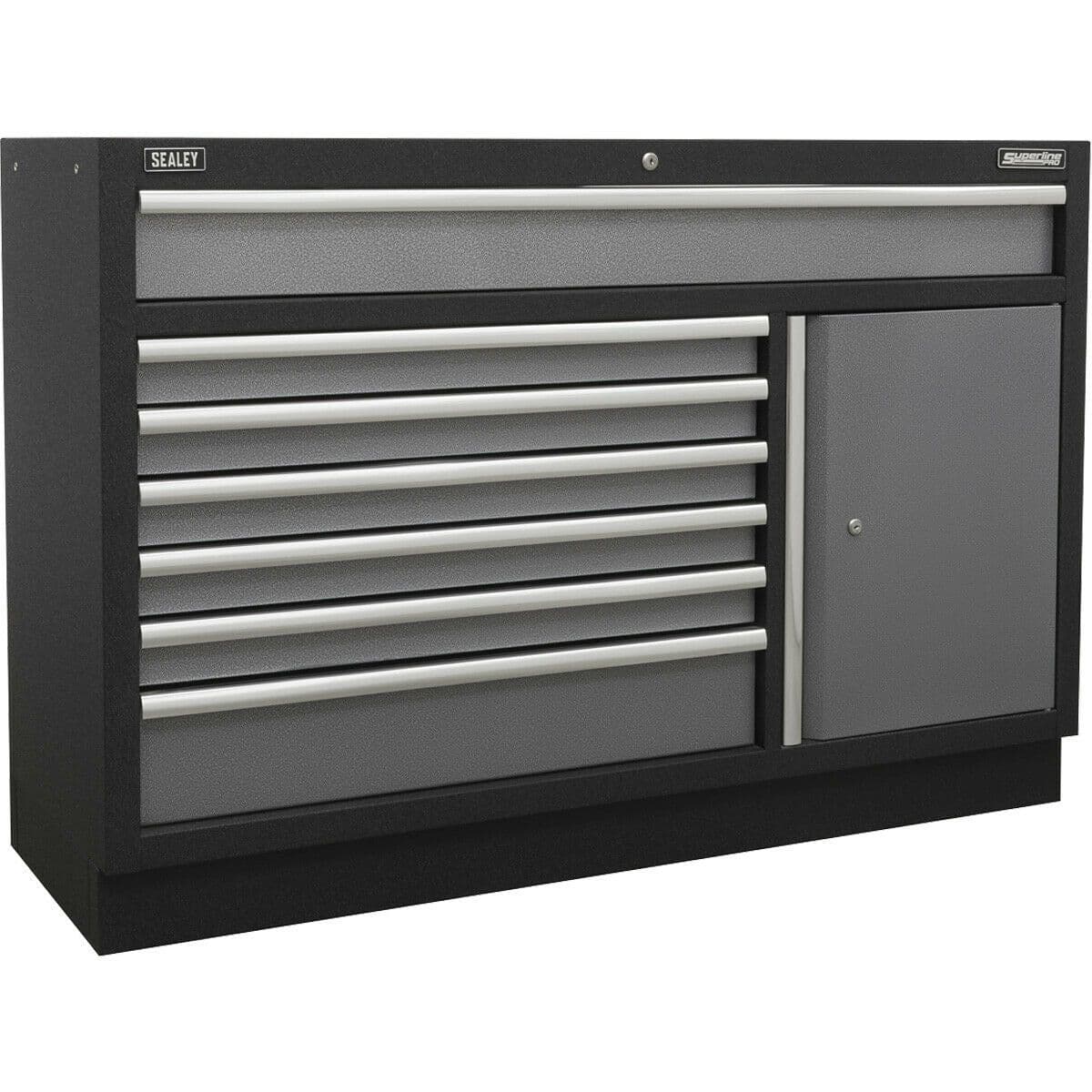 1360mm Modular 7 Drawer Floor Cabinet Ball Bearing Slides Locking 2 Keys
