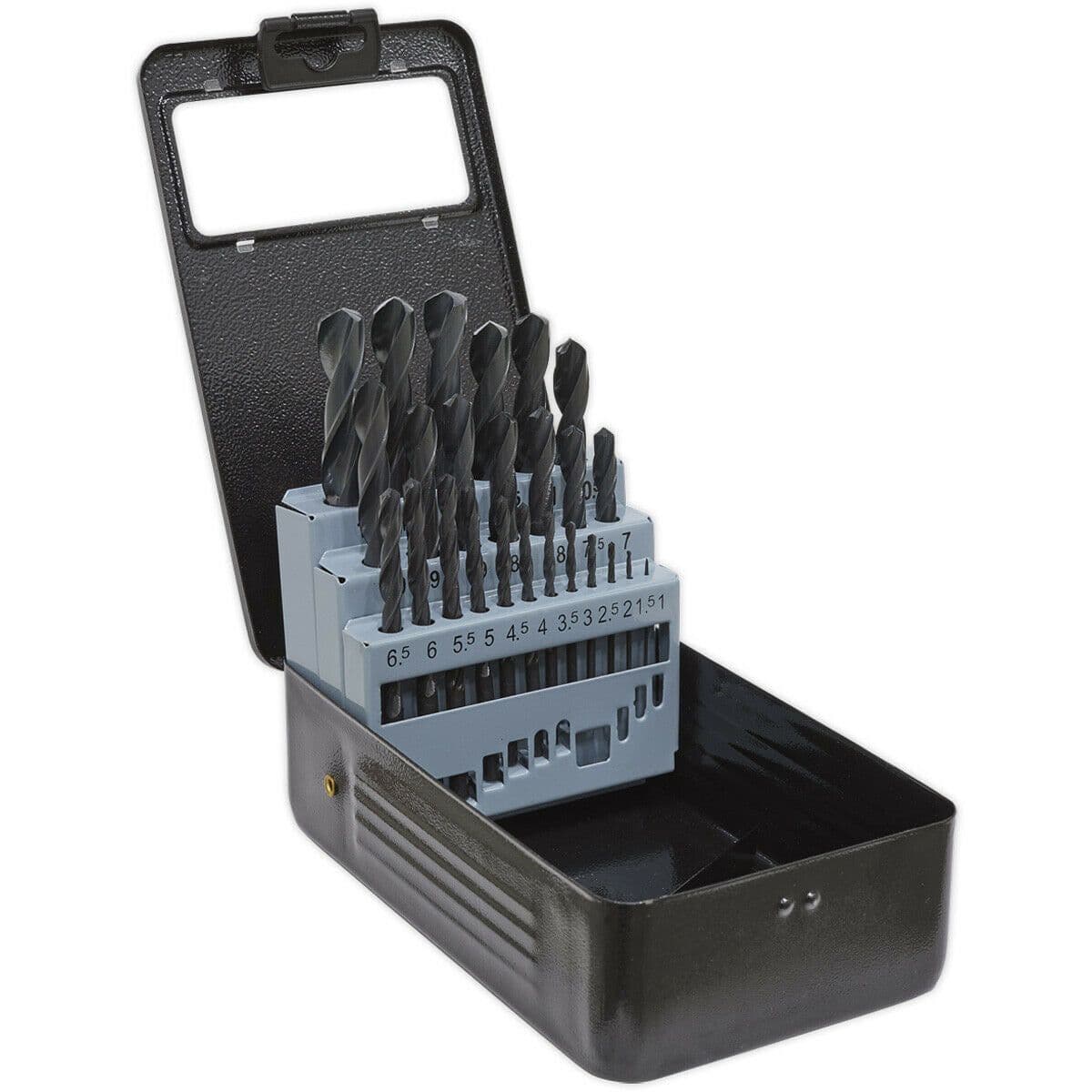 25 Piece Roll Forged HSS Drill Bit 1mm to 13mm 118 Degree Point Tip Case