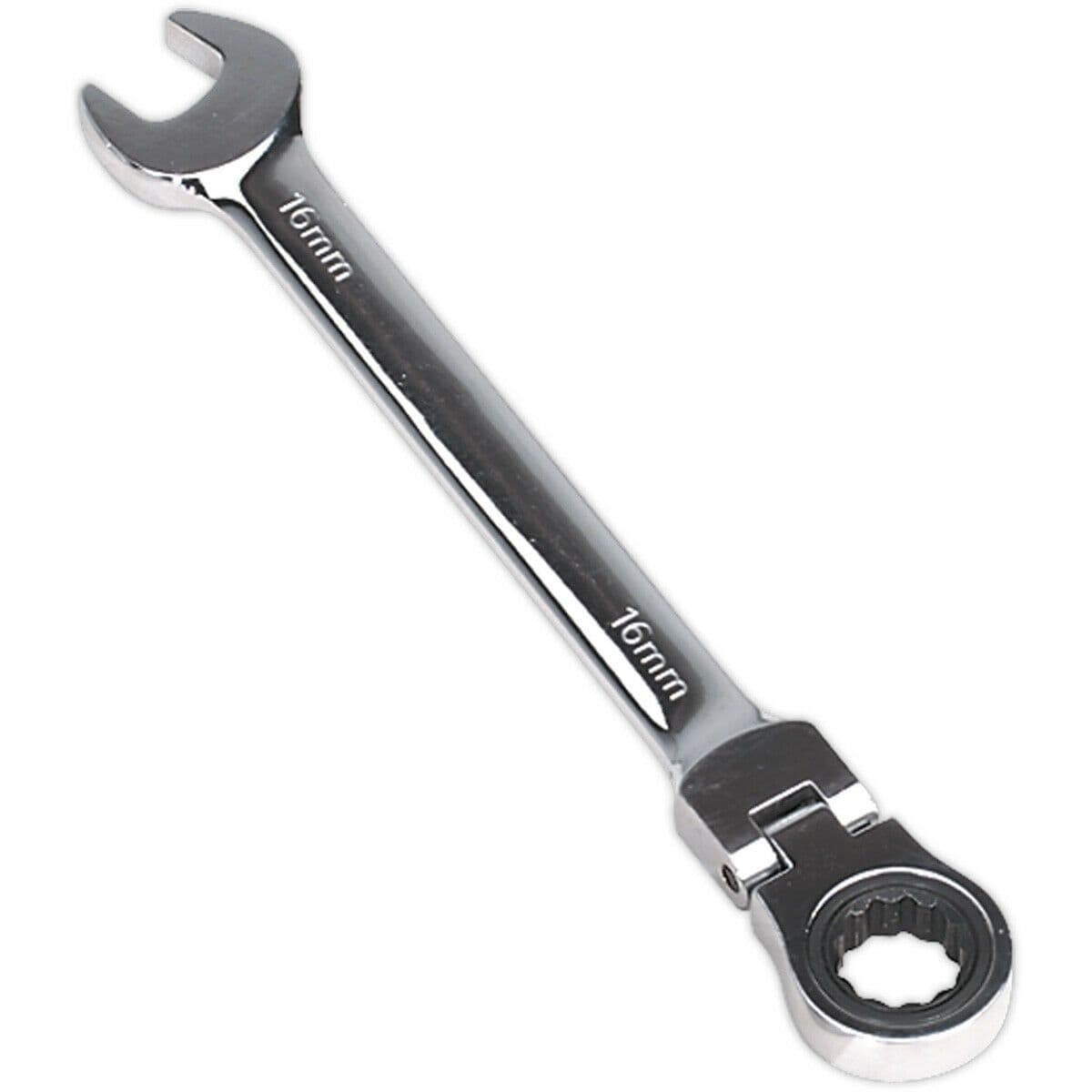 16mm Flexible Ratchet Combination Spanner - Flexible Ring Head - Chrome Vanadium