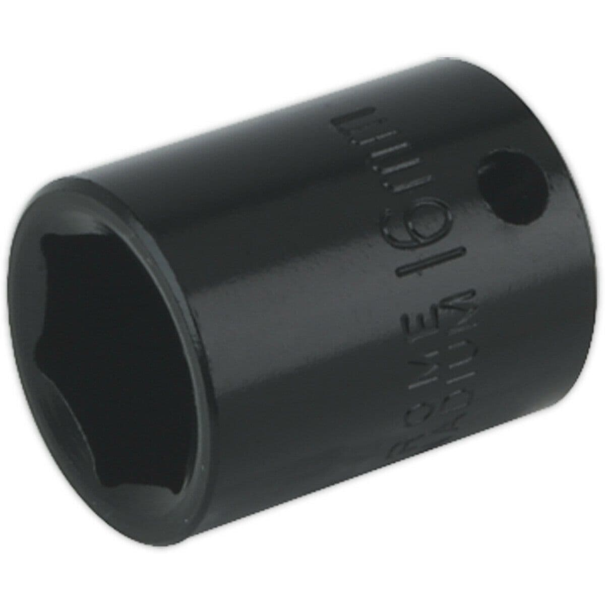 16mm Forged Impact Socket - 3/8 Inch Sq Drive - Chrome-Vanadium Wrench Socket