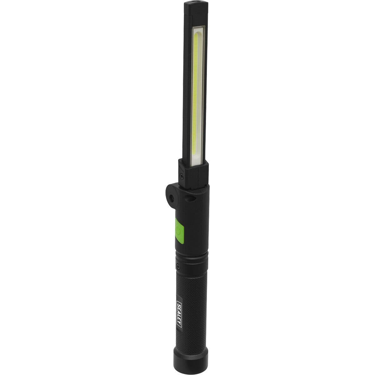 Aluminium Folding Pocket Light 2 COB & 1 SMD LED Rechargeable Magnetic