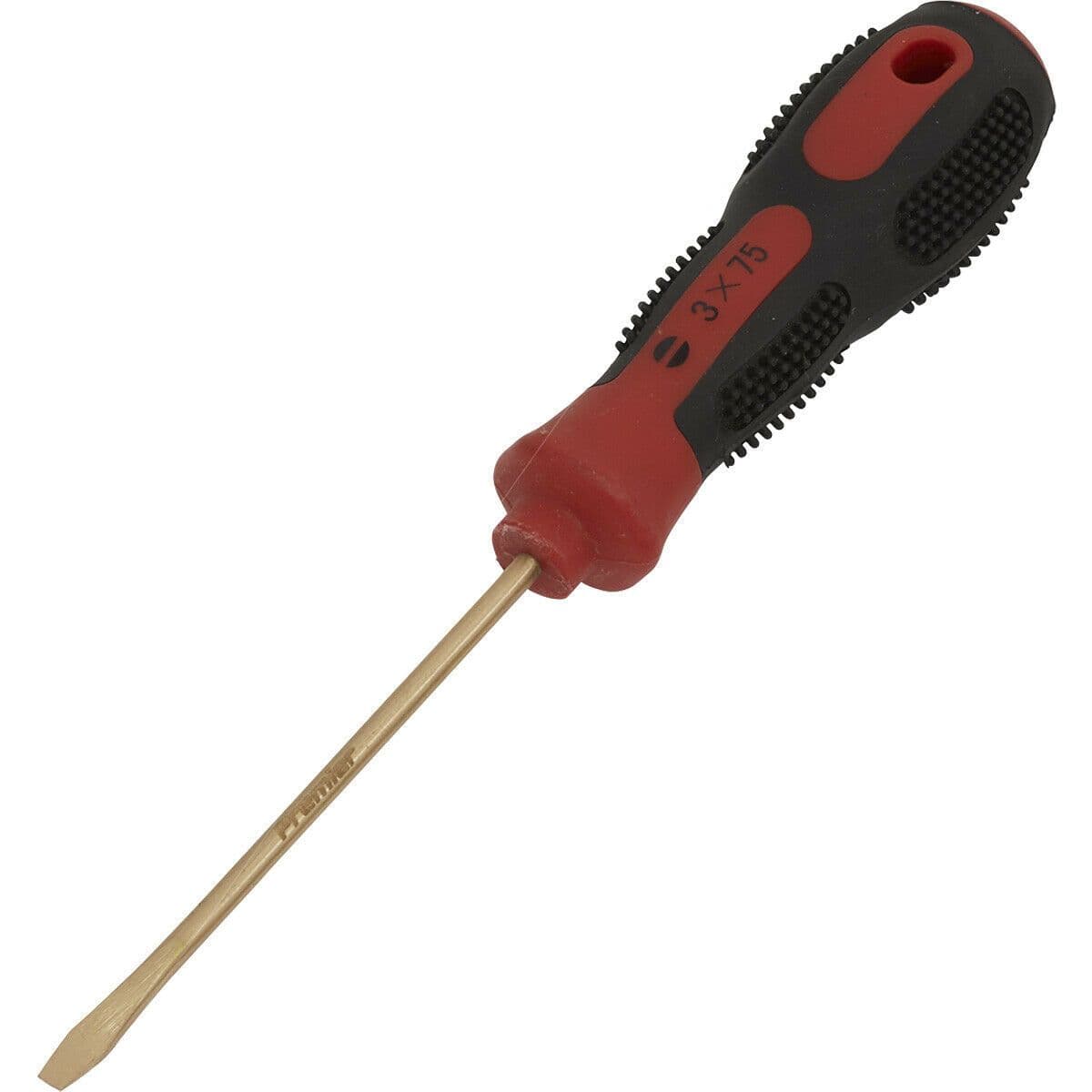 3 x 75mm Slotted Screwdriver Non Sparking Soft Grip Handle Die Forged