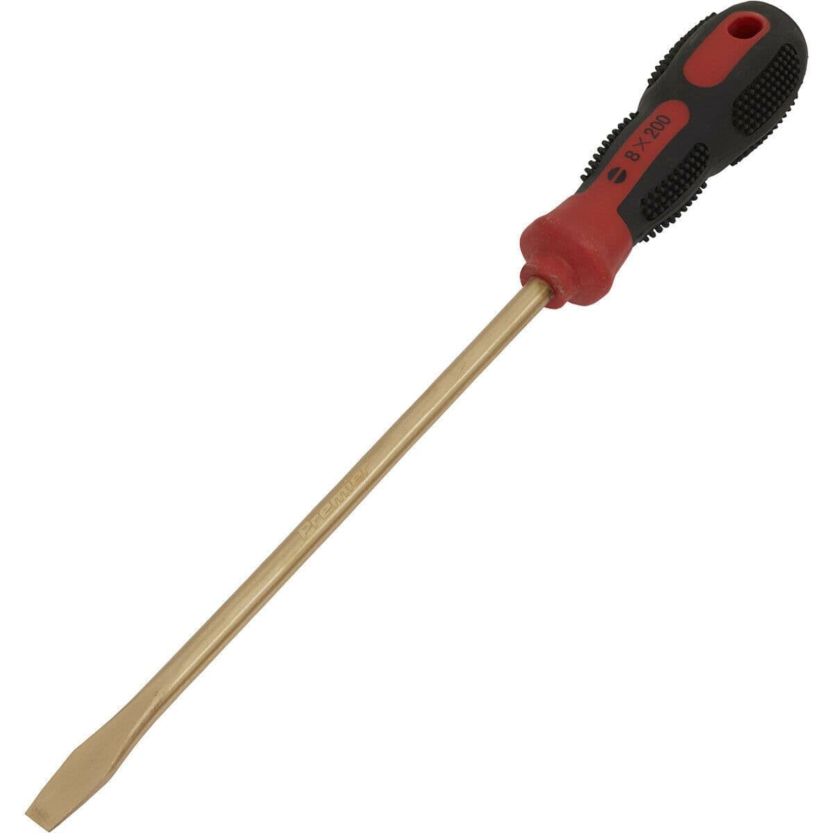 8 x 200mm Slotted Screwdriver Non Sparking Soft Grip Handle Die Forged