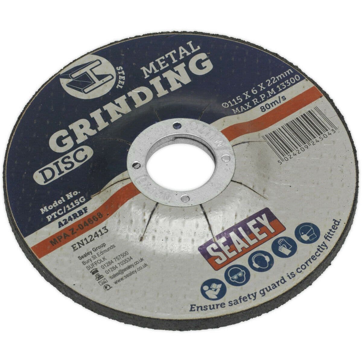 Aluminium Oxide DPC Metal Grinding Disc - 115 x 6mm - 22mm Bore Depressed Centre