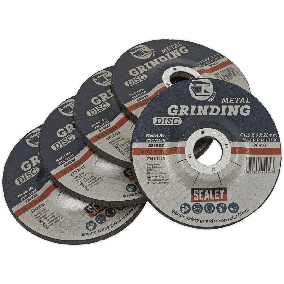 5 PACK Aluminium Oxide DPC Metal Grinding Disc 115 x 6mm 22mm Bore