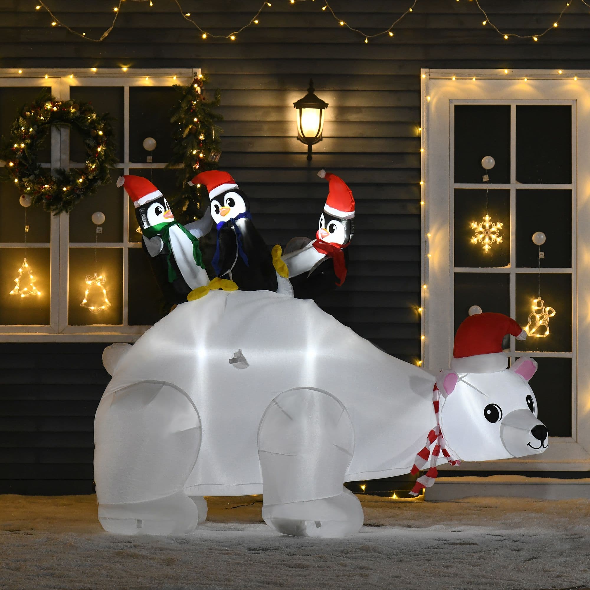 5ft Christmas Inflatable Polar Bear Penguin Lighted for Home