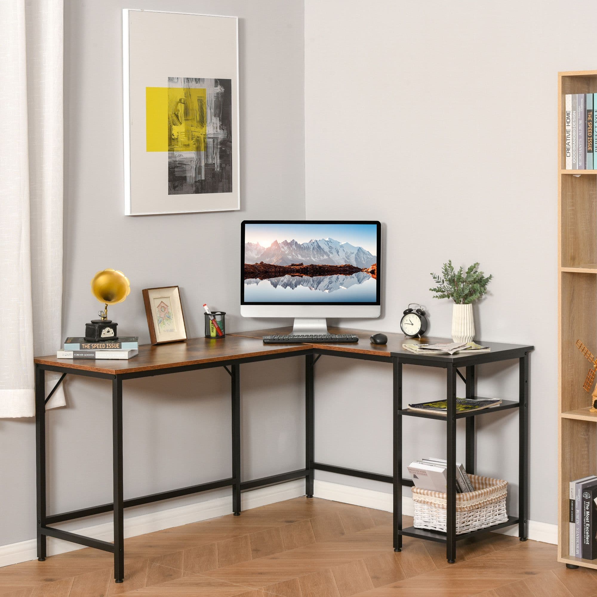 Computer Desk with Adjustable Storage Shelf PC Study Writing Desk