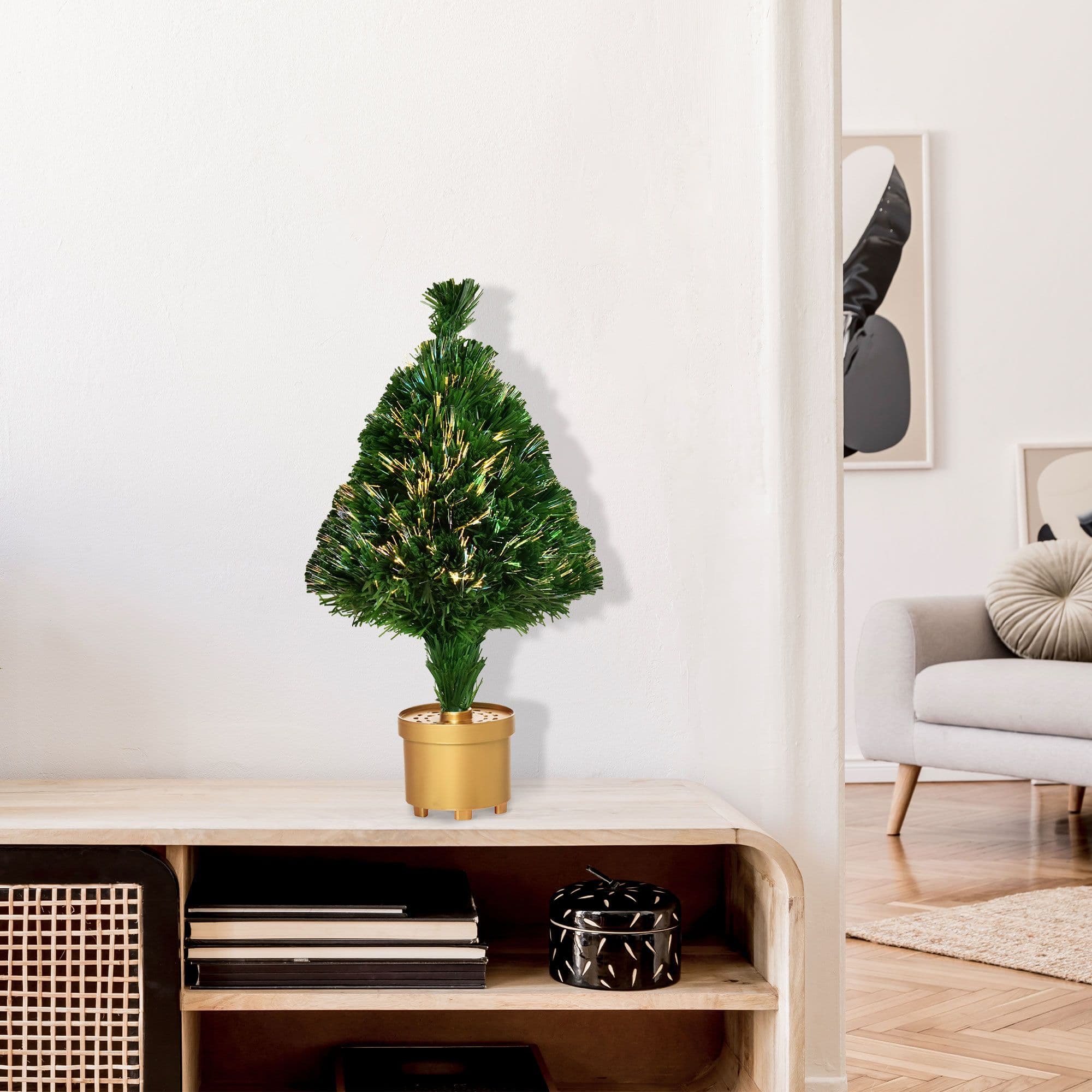 2FT Prelit Artificial Christmas Tree Fiber Optic LED Light Tabletop