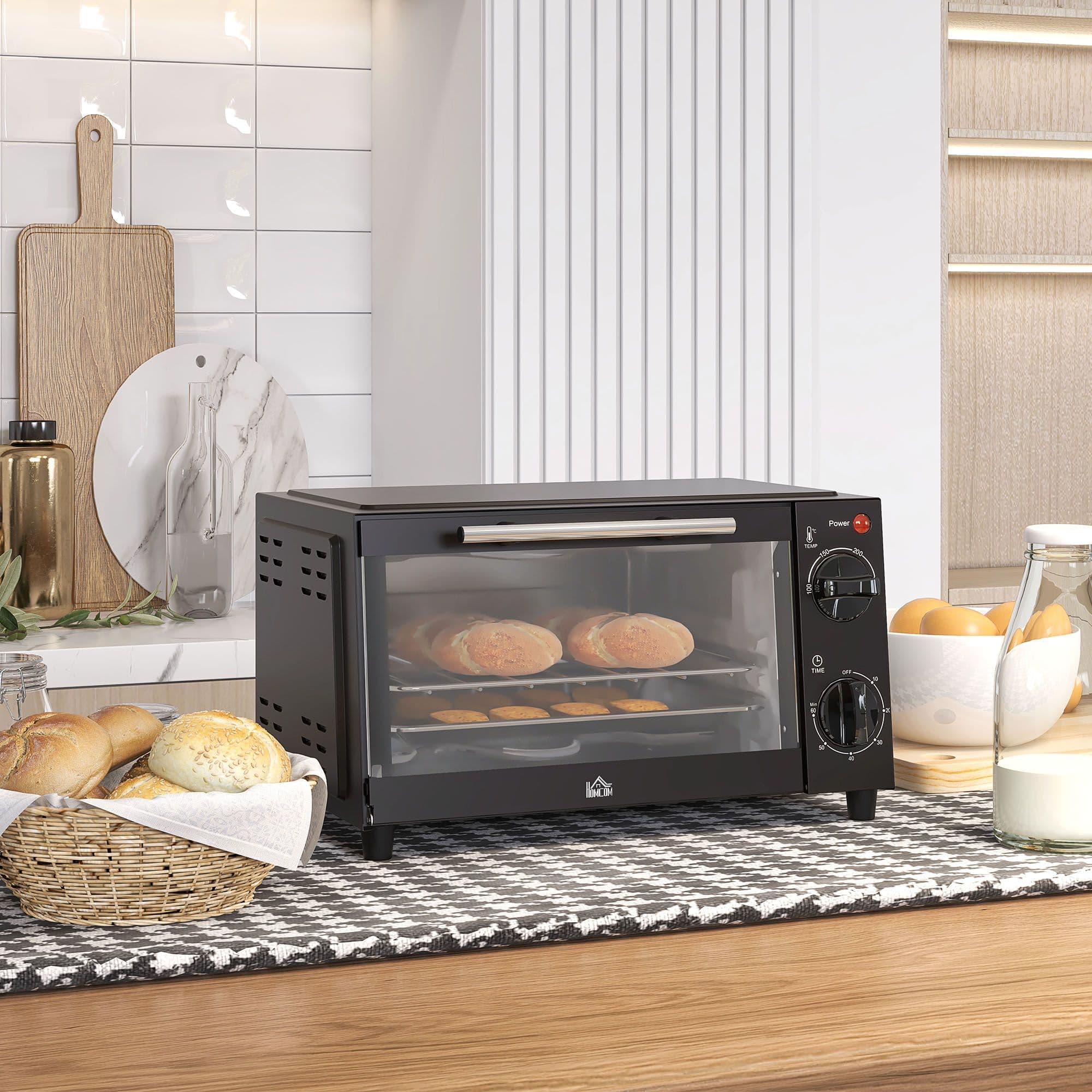 Mini Oven 9L Countertop Electric Toaster Oven with Adjustable Temp