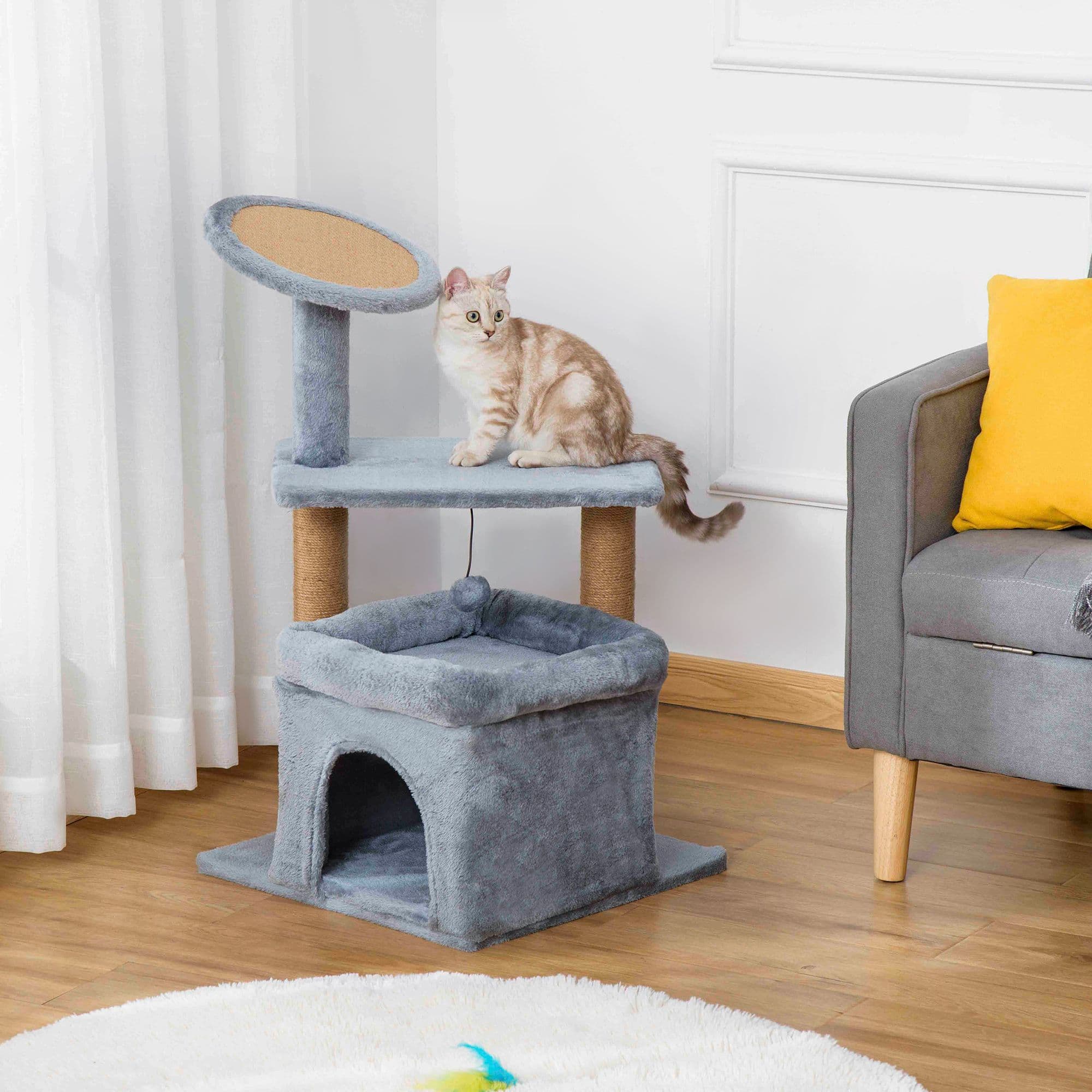 Cat Tree Tower with Scratching Posts Pad Condo Perch Bed Ball Kitten Toy
