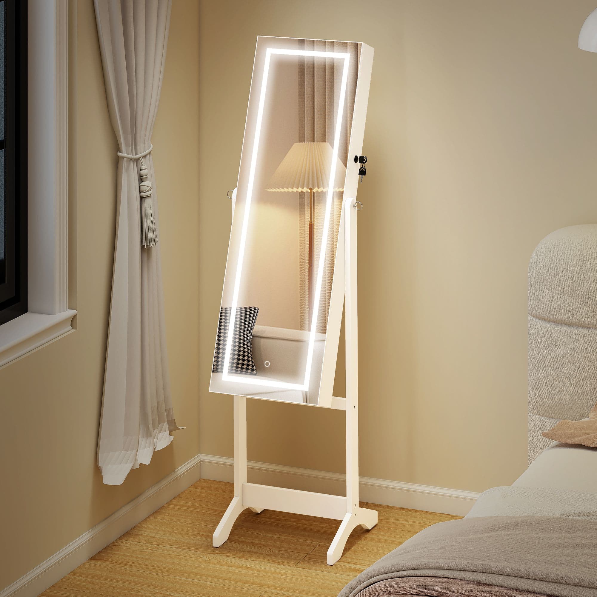 Jewellery Cabinet with LED Light Lockable Jewellery Organiser