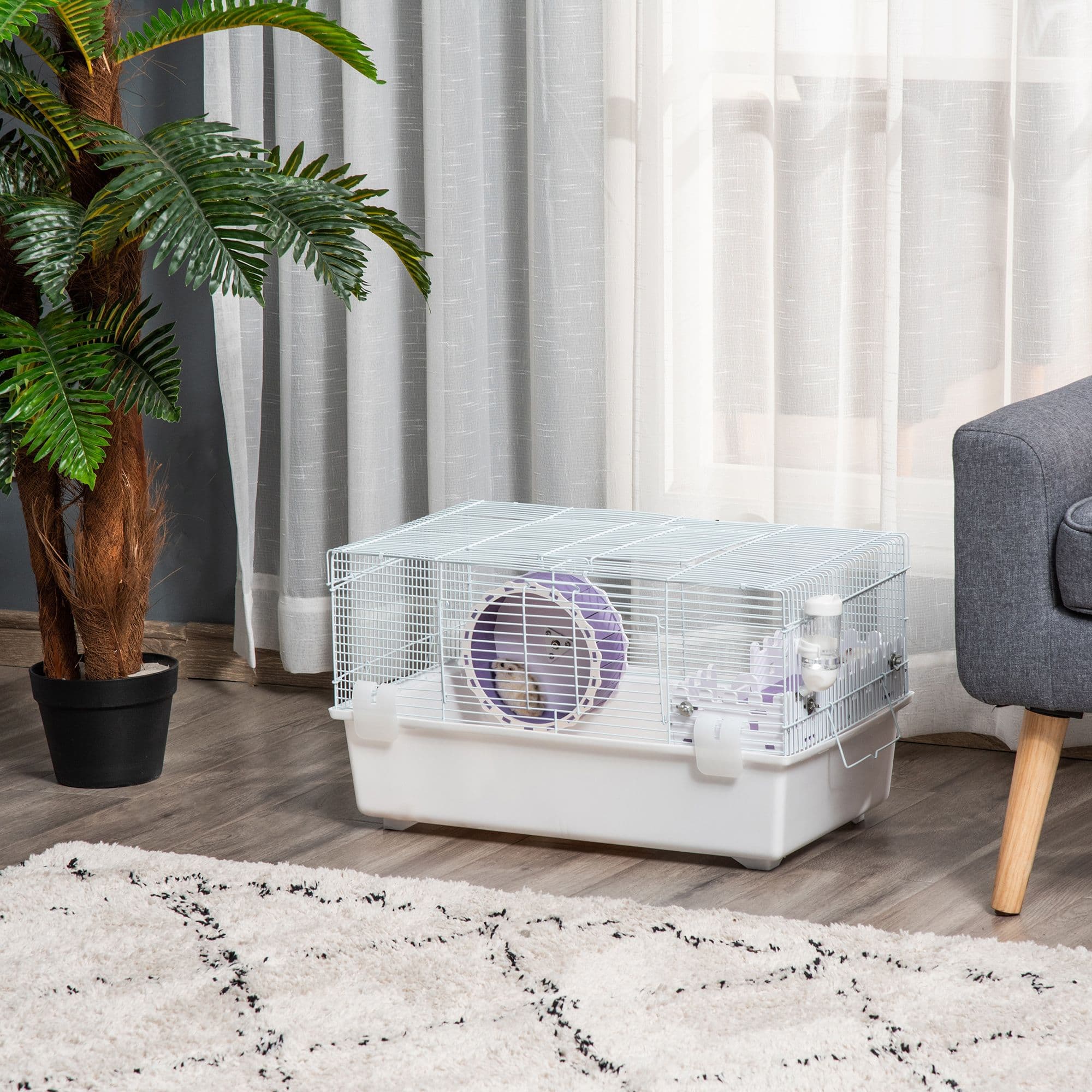 Two-Tier Hamster Cage Gerbil Haven withExercise Wheel, Water Bottle