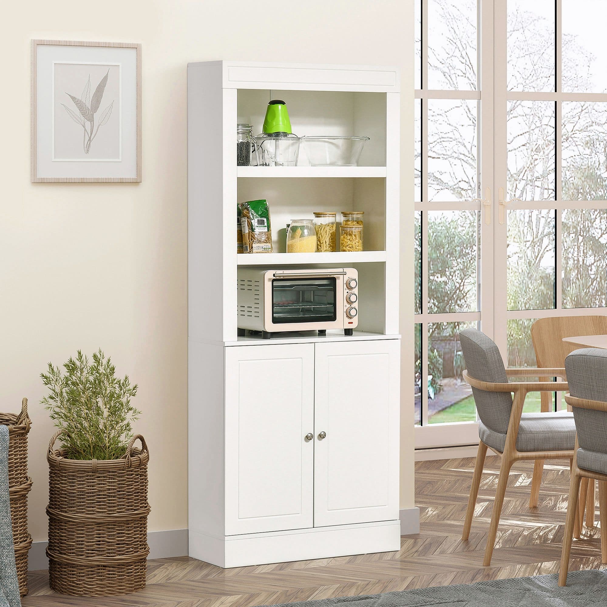 Modern Kitchen Cupboard Freestanding Sideboard with 6 Tier Shelving