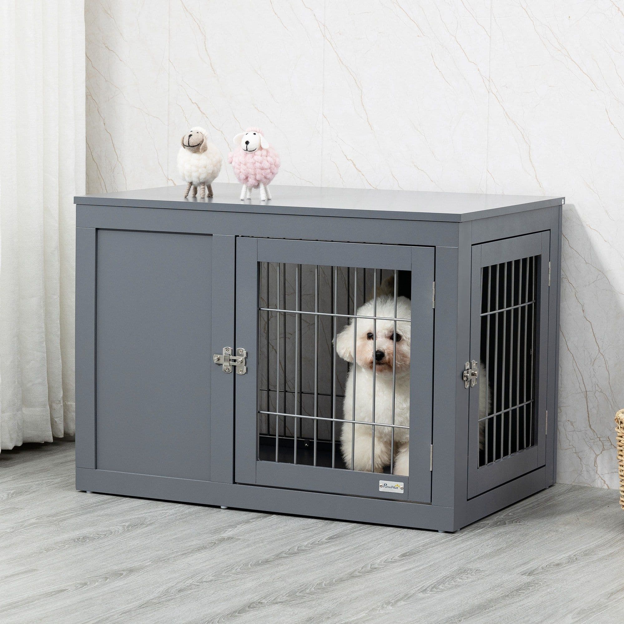 Furniture-Style Dog Crate End Table with Two Doors