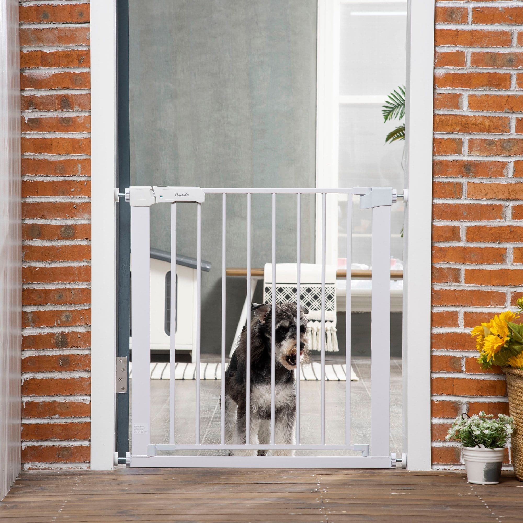 Pet Safety Gate Door Barrier Dog Metal Pet Barrier for Doorway White