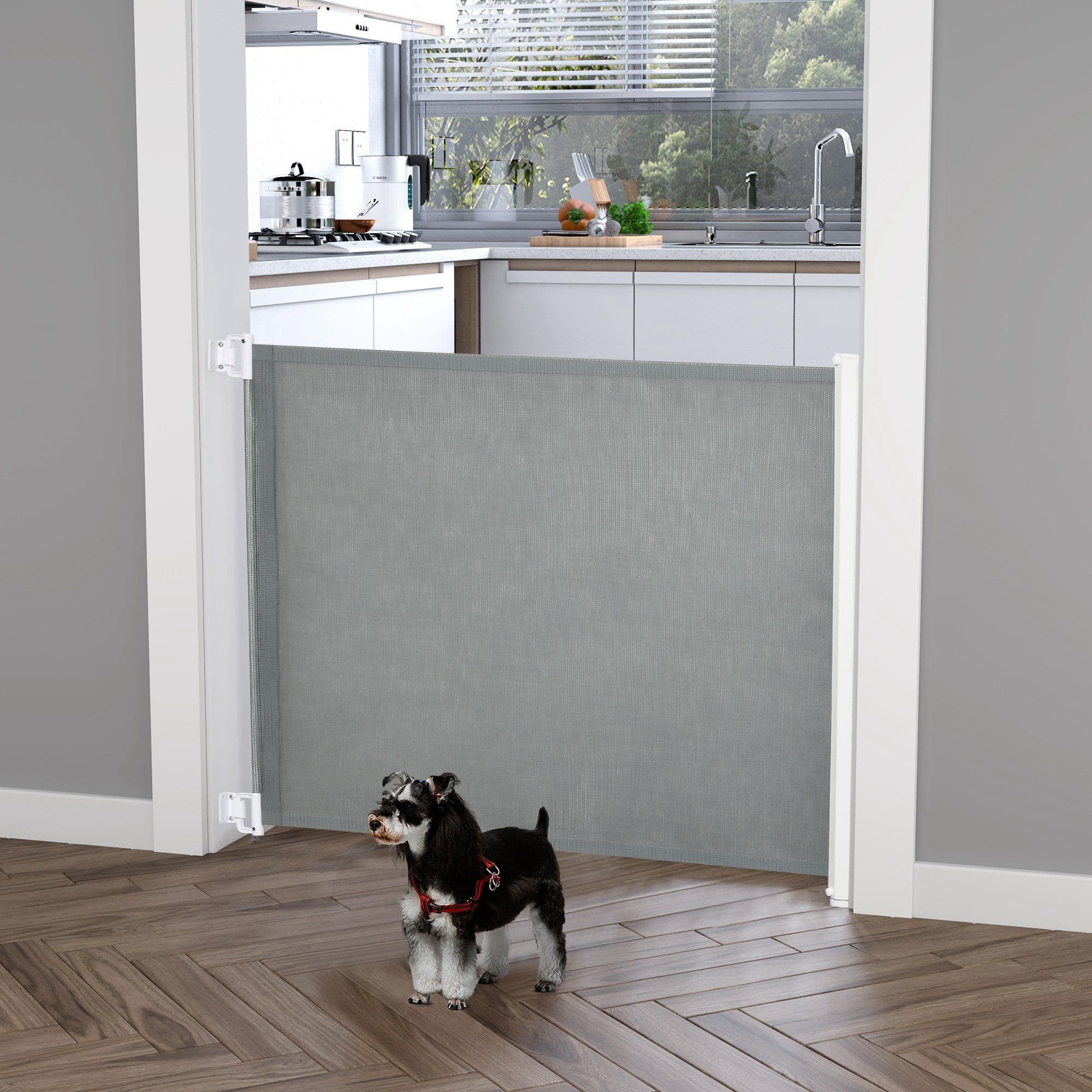 Retractable Safety Gate Folding Pet Barrier, for Doorways, Staircases