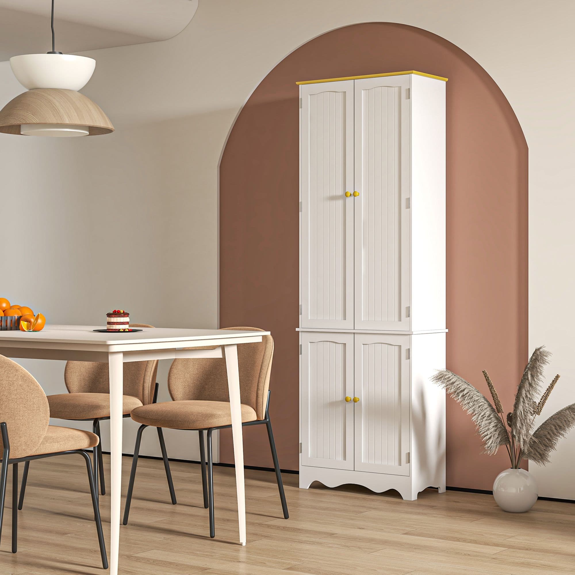 Freestanding Farmhouse Kitchen Cupboard Storage Cabinet with 4 Shelves