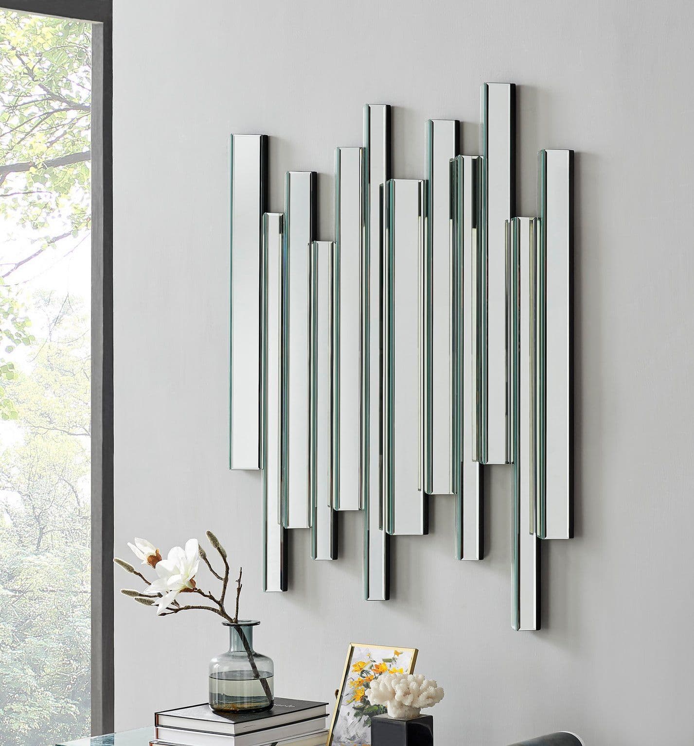 Crystalline Medium 100cm x 80cm Mirrored Frame 3D Contemporary Modern Hallway Bedroom Living Room Wall Mirror