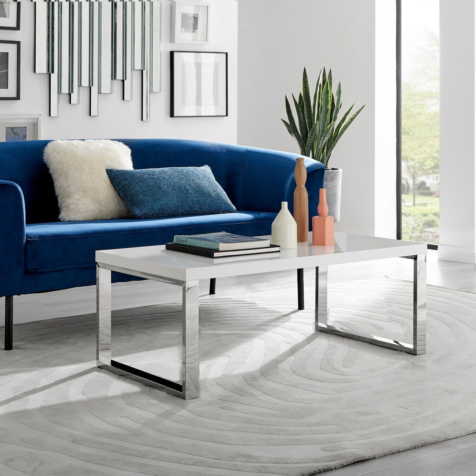 Tuscany High Gloss Chromed Metal Rectangular Coffee Table