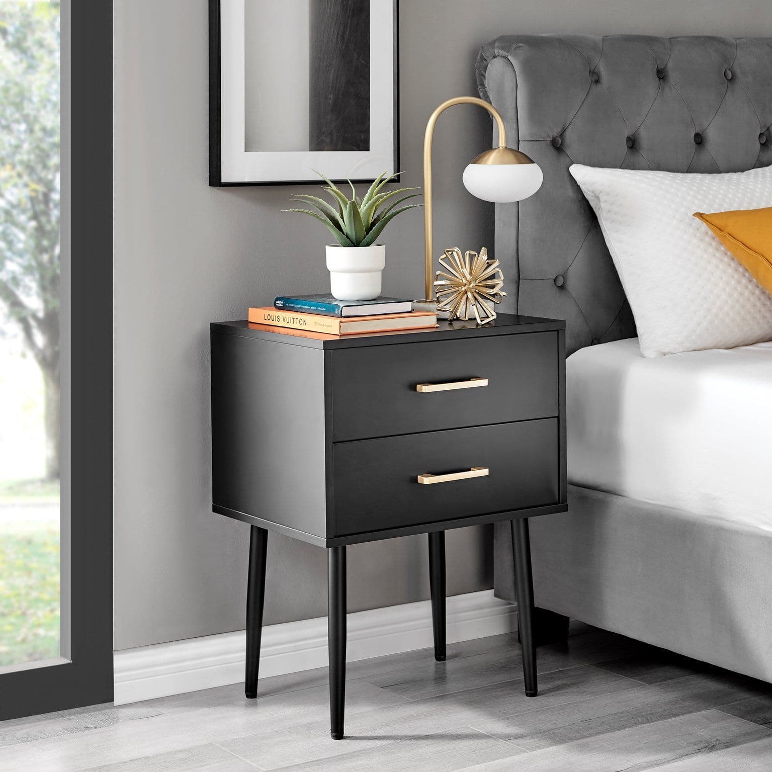 Taylor Painted Wooden Bedside Table 2 Drawers Handles