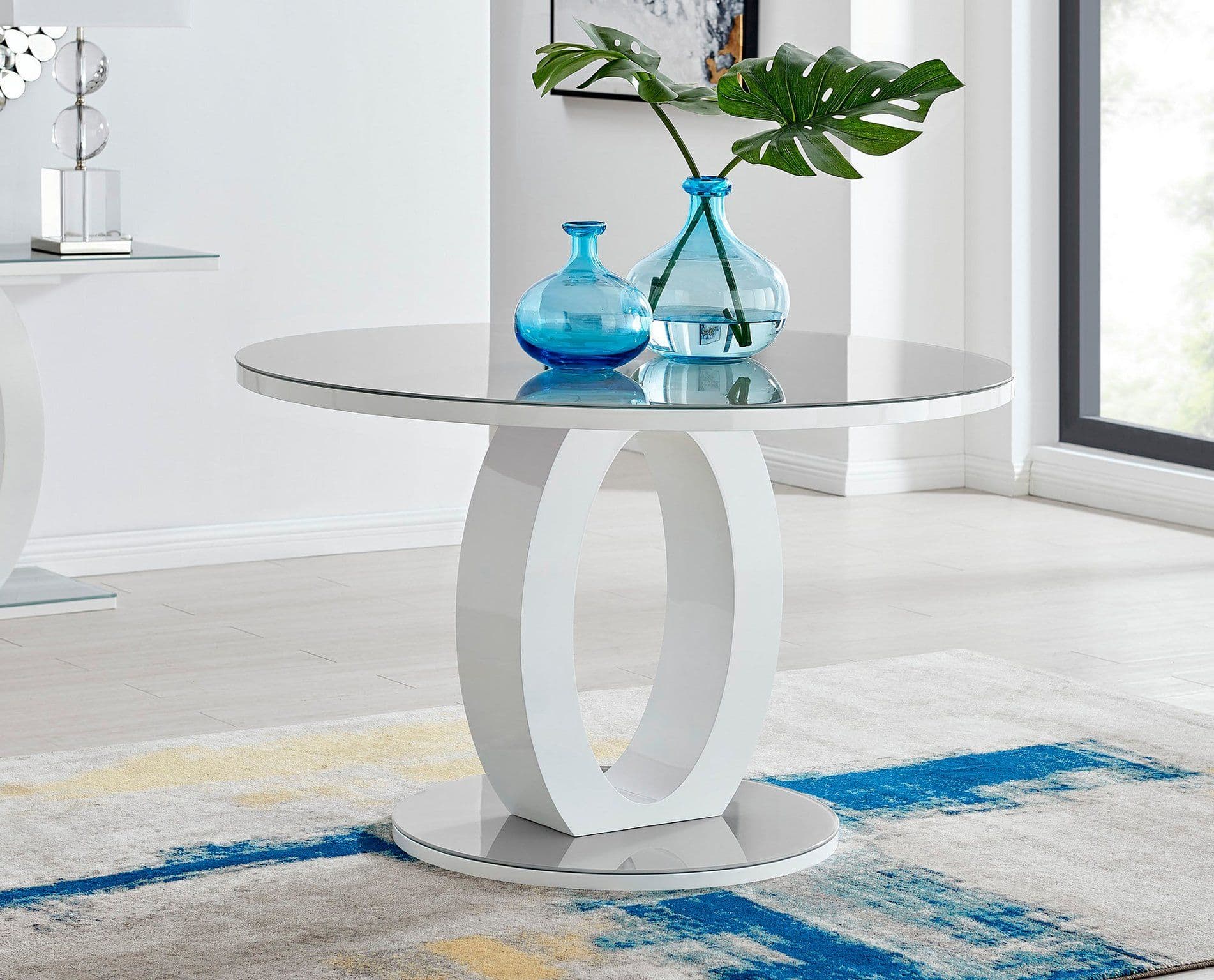 Giovani 120cm 6 Seater Round High Gloss Glass Dining Table