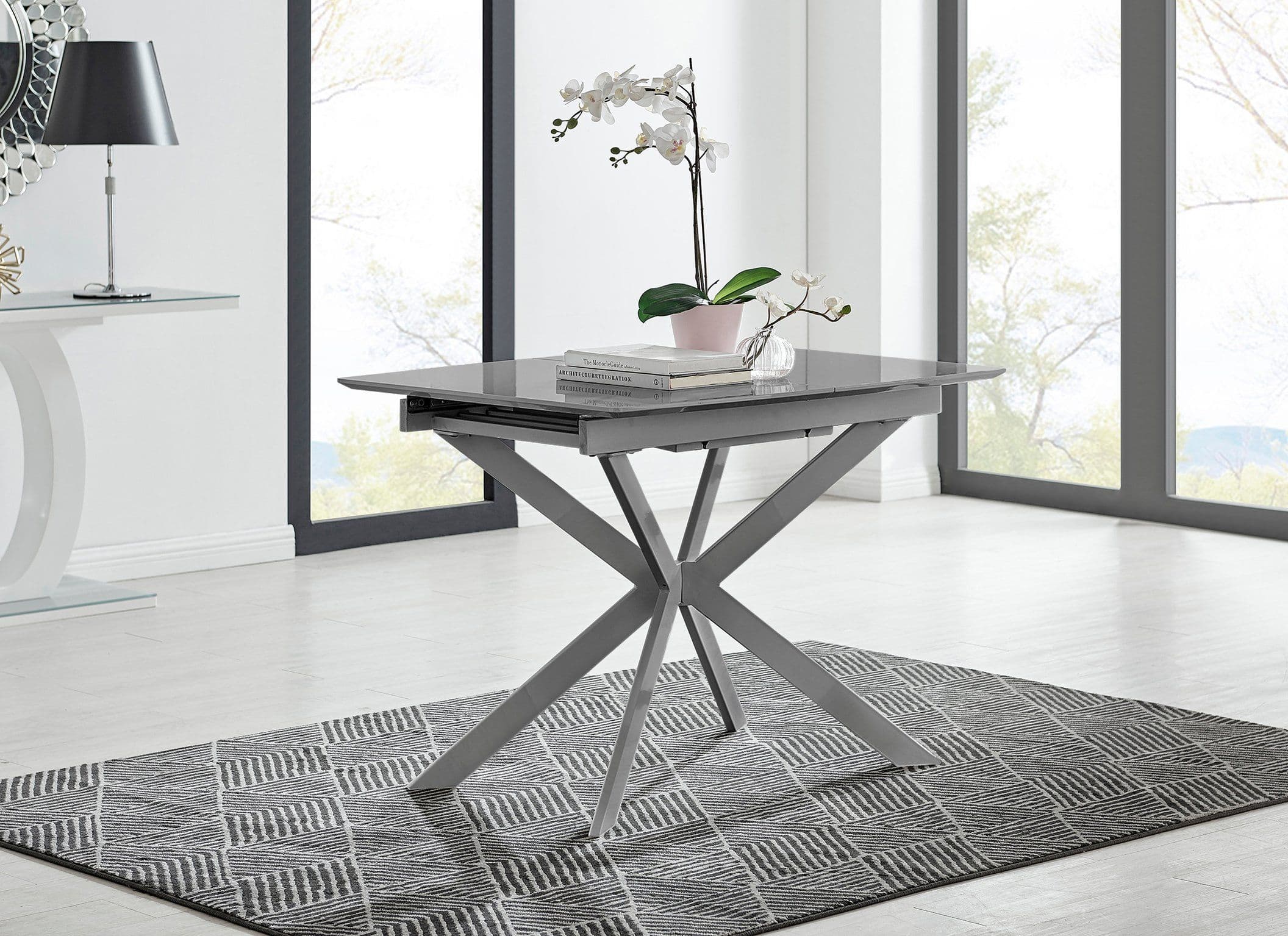 Lira 100cm Rectangular Extending High Gloss 4 6 Seat Dining Table