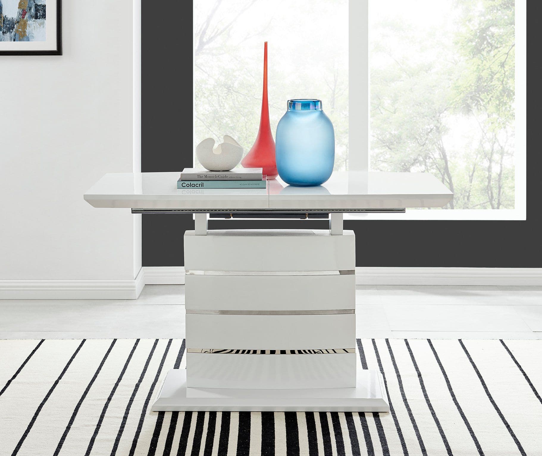 Renato 120cm 4 6 Seat Modern High Gloss Extending Dining Table